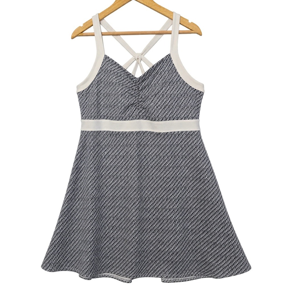 SOYBU Womens Size XL Activewear Dress Black White Built In Bra Strappy Back